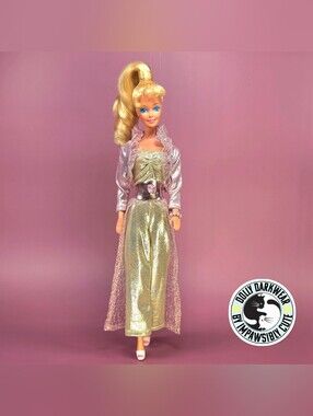 For Superstar Barbie Doll- Pink and Gold Shimmering Jumpsuit Ensemble
